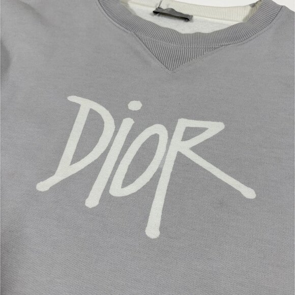 DIOR x Stussy Crewneck Sweatshirt Grey Size M SS21 - Picture 4 of 10